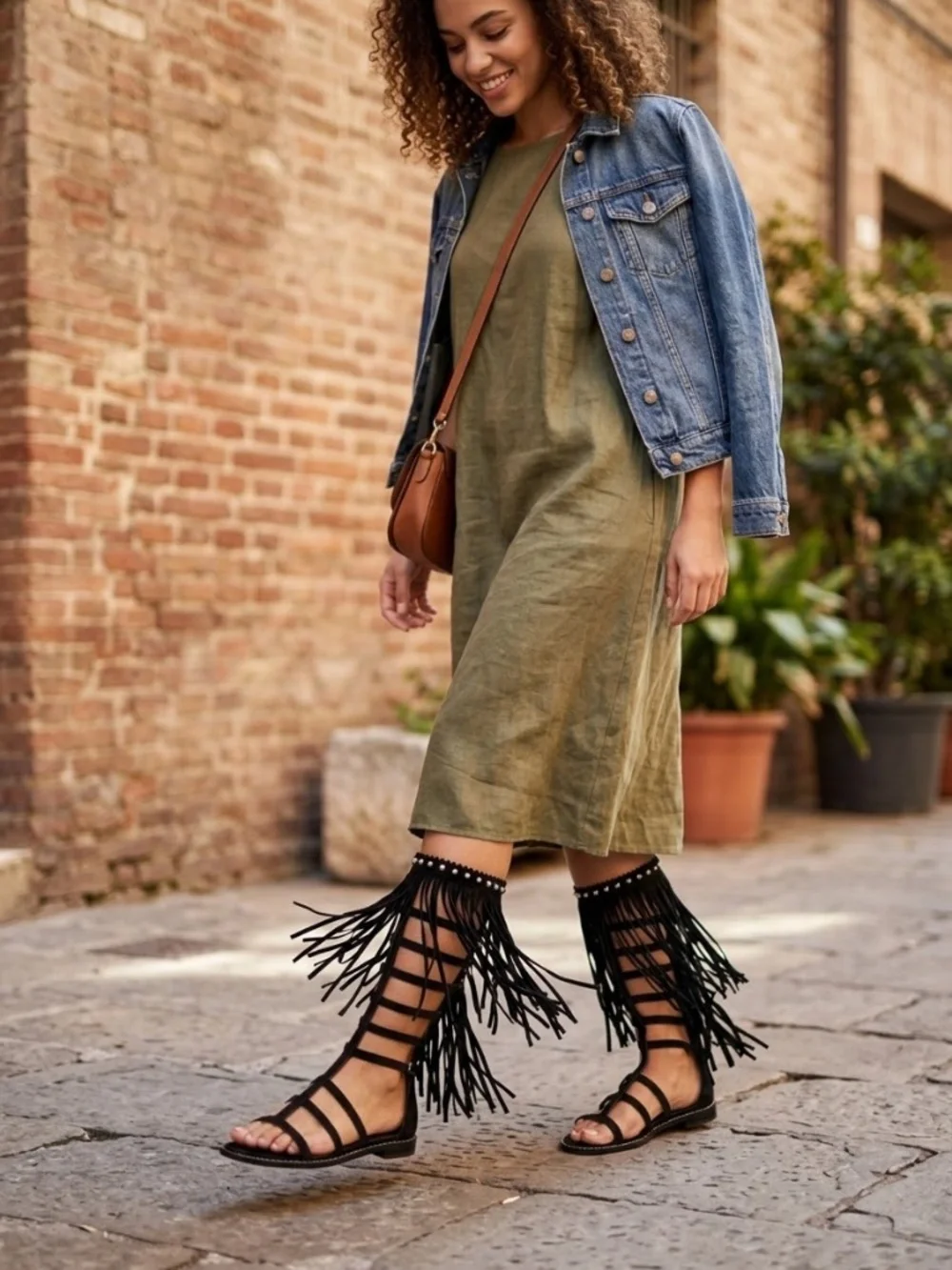 STUART WEITZMAN FRINGE BLASUE 11.5 MED BLACK SUEDE SANDAL